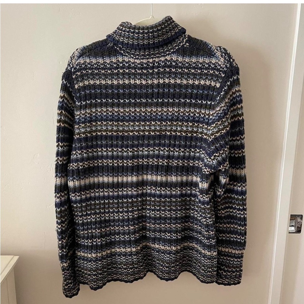 Vintage 100% Lambswool Handknit GAP 90s Y2K Unisex Blue Green Brown Sweater